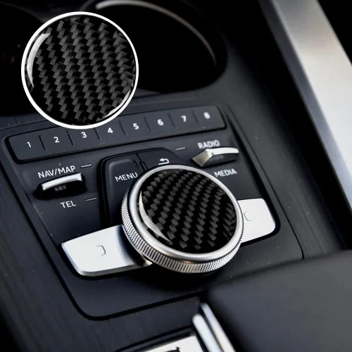 Blazeray Accesorios interiores de fibra de carbono, cubierta decorativa, ajuste adhesivo para Audi A4 B9 2017-2019 (cubierta de perilla central)