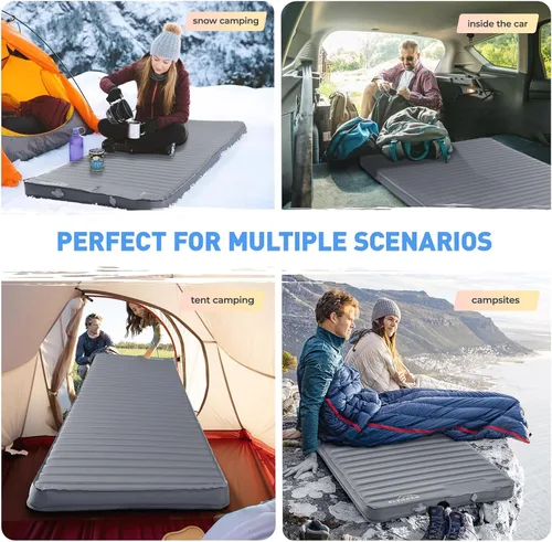 Miniatura 8 de Elegear - Almohadilla de dormir de aire y espuma para acampar, almohadilla de colchón de camping HexaFoam con bomba de pie incorporada, almohadilla