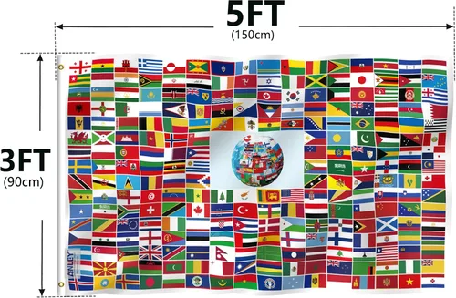 Miniatura 7 de ANLEY Fly Breeze - Bandera mundial mundial de 3 x 5 pies, colores vivos y a prueba de decoloración, cabecera de lona y doble costura, 216 banderas
