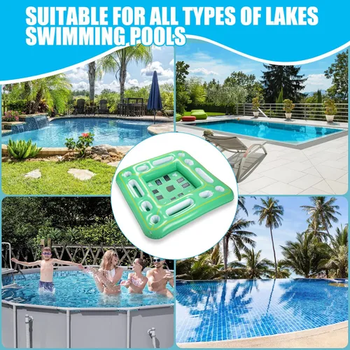 Miniatura 7 de Kaiedos Mesa de juego flotante para piscina, mesa flotante inflable con cartas de juego impermeables, 40 x 40 pulgadas, grandes bebidas flotantes