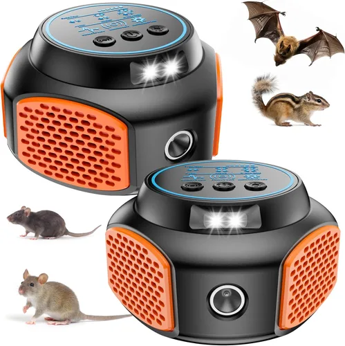 Repelente ultrasónico para ratones, enchufe para control de plagas en interiores para roedores, ratas, ardillas, murciélagos, cucarachas, arañas,
