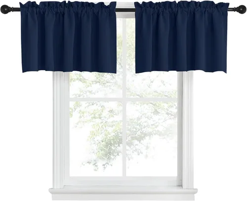 Miniatura 43 de NICETOWN Home Fashion - Cortinas de cocina con bolsillo para poste, cenefa festoneada a medida, cenefa festoneada sólida para ventana de Marrón