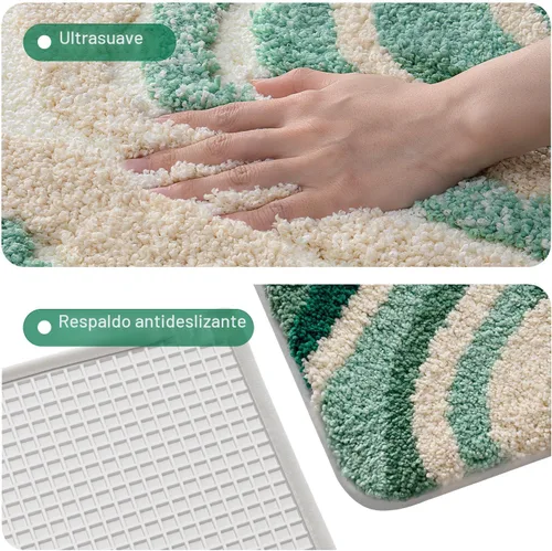 Miniatura 7 de LUMI Alfombra cuadrada de baño de playa, antideslizante, de secado rápido, ultra suave, lavable, absorbente, alfombra de baño con tema mar oceánico