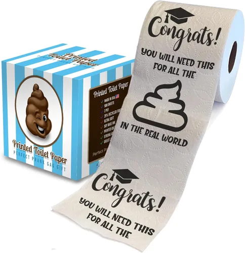 Miniatura 8 de Printed TP Congrats - Papel higiénico impreso para regalo, divertido rollo de papel higiénico para bromas, sorpresa, decoración de baño, regalo