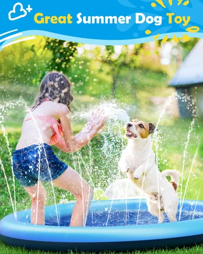 Miniatura 7 de Peteast Alfombrilla de salpicaduras para perros y niños – Piscina antideslizante para perros grandes, 0.023 in de grosor, duradera alfombra de juego