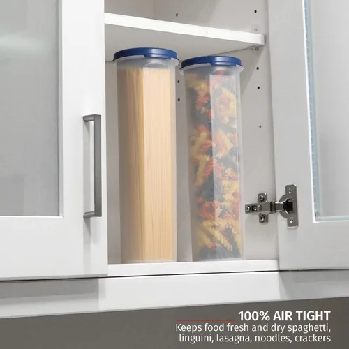 Miniatura 2 de Contenedor de pasta de espagueti transparente alto con tapa, paquete de 2. Organización multiusos de despensa de cocina y almacenamiento de Azul