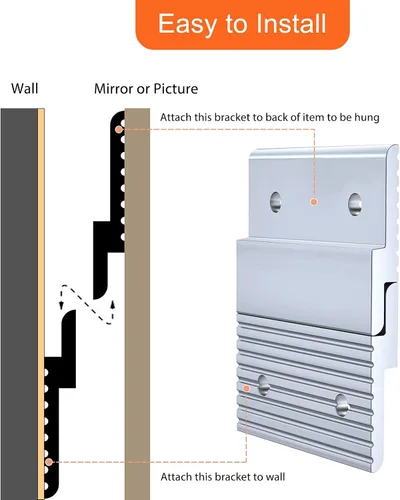 Miniatura 3 de Apragaz Tacos franceses, colgador de fotos y espejos resistentes con tornillos, mantiene el nivel, aluminio, soporta 30 libras por par, 2 pulgadas