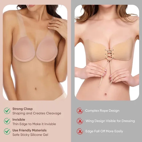 Miniatura 6 de Sujetador adhesivo para pechos grandes, brasier adhesivo, brasier sin costuras para mujer, brasier push up para vestido sin espalda