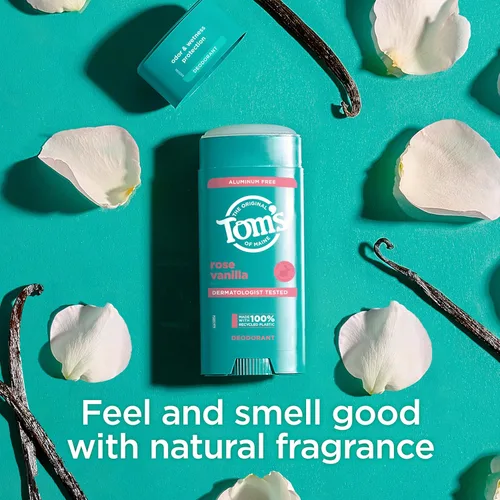 Miniatura 6 de Tom's of Maine Desodorante natural sin aluminio Rose Vanilla para mujeres y hombres, se transparenta, protección contra olores y humedad