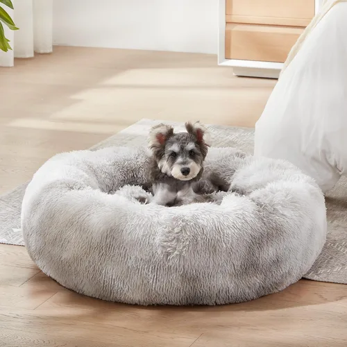 Miniatura 30 de WESTERN HOME WH Cama calmante para perros y gatos, dona acogedora anti-ansiedad, cama redonda cálida y acogedora de piel sintética, suave y azul