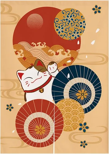 Miniatura 8 de Cortina japonesa Noren para puerta, tapiz Koinobori y cortina de puerta ondulada Ukiyoe para decoración del hogar, 29 x 35 pulgadas