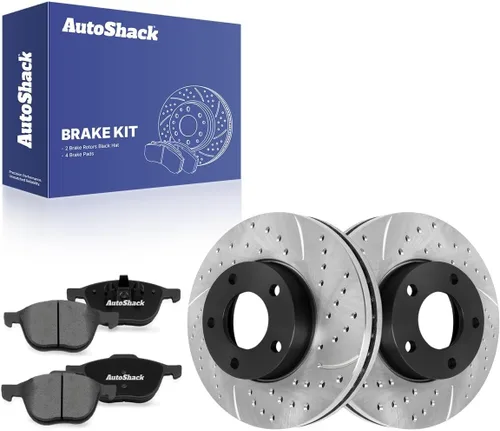 Miniatura 5 de AutoShack Pastillas de freno de cerámica para rotores de freno delanteros perforados y ranurados, repuesto para Mazda 3 2004-2013 2009 2010 2012
