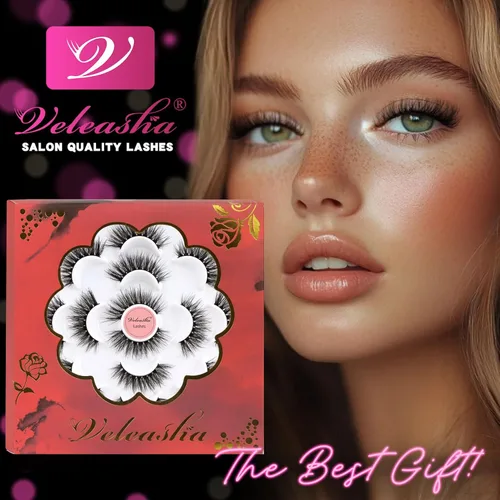 Miniatura 7 de Veleasha Pestañas 5D de Visón Sintético Pestañas Postizas Hechas a Mano Pestañas Cat Eye Pestañas Finas y Esponjosas Pestañas Postizas Ligeras