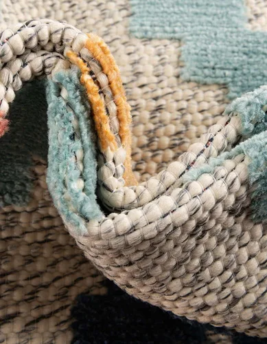 Miniatura 6 de Unique Loom Belize Outdoor Collection - Alfombra Sarstoon (2 x 8 pies, color marfil/azul claro)