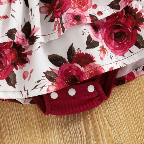 Miniatura 7 de Conjunto de vestido de mameluco para niñas con letras florales, estampado de mamá, con volantes, ropa corta, diadema