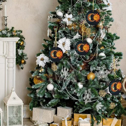 Miniatura 7 de Adornos colgantes de cerámica con sol dorado, colgantes de bolsa para mujer, decoración de interiores de automóvil, colgantes de árbol de Navidad