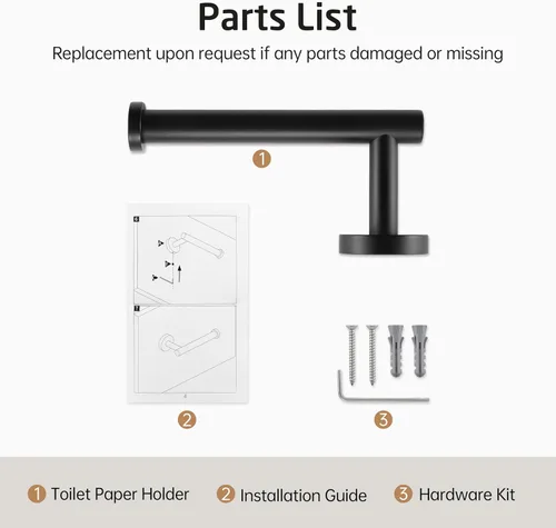 Miniatura 9 de KES Soporte de papel higiénico negro, soporte para papel de baño, rollo de papel SUS 304 de acero inoxidable, montaje en pared, negro mate