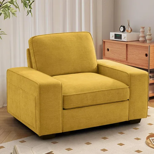 Miniatura 20 de TEKAMON Sofá Modular de 100" con Almacenamiento en los Asientos, Cómodo Sofá de Tela Chenilla de 3 Plazas para Sala de Estar, Oficina, Apartamento