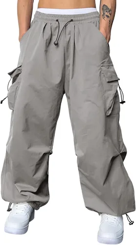 Miniatura 17 de JMIERR Pantalones Cargo Holgados para Hombre de Moda Casuales Pantalón de Paracaídas Ajuste Holgado Harem Joggers con Bolsillos para Ropa Urbana