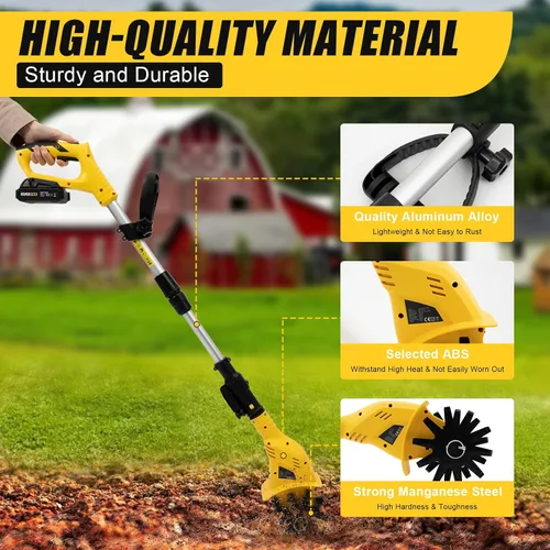 Miniatura 2 de Cultivador de cultivador inalámbrico, 20 V 250 rpm, cultivador de jardín eléctrico alimentado por batería, 6.7 pulgadas de ancho de labranza