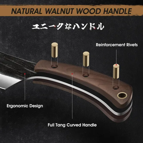 Miniatura 3 de HOSHANHO - Cuchillo de carnicero de 6 pulgadas forjado a mano, cuchillo para carne y vegetales, cuchillo de carnicero de tajo completo para corte