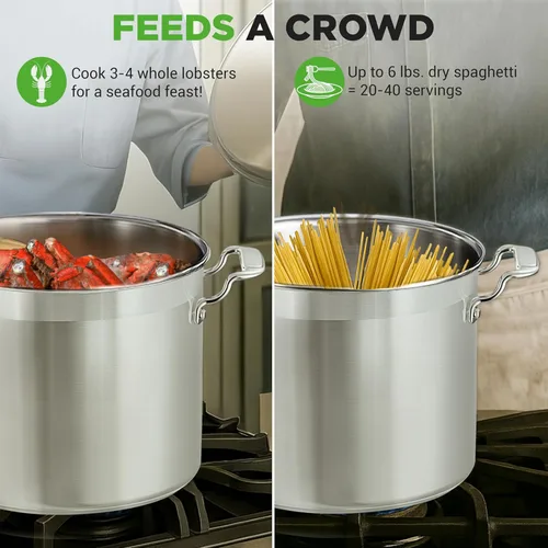 Miniatura 4 de NutriChef Olla resistente de 20 cuartos de galón con tapa de acero inoxidable, olla grande para inducción, cocinas de gas y eléctricas, perfecta
