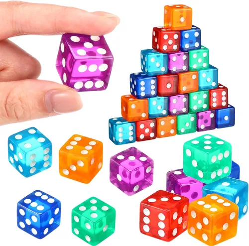 Miniatura 2 de Seenelling Juego de 36 dados de 19 mm estilo casino para Craps, acrílicos y translúcidos D6, cuadrados con bordes redondeados para casino, Craps
