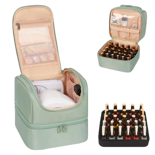 Miniatura 15 de CUBETASTIC Organizador de esmalte de uñas, estuche portátil de almacenamiento de esmalte de uñas con capacidad para 45 frascos de esmalte de uñas
