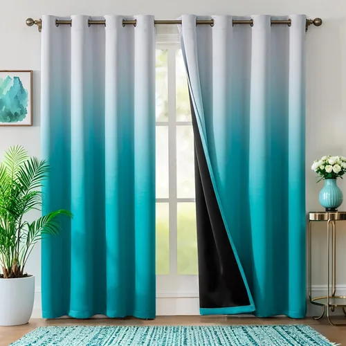 Miniatura 9 de WUBODTI Black Ombre Sheer Curtains 84 Inch Length 2 Panels - Gradient Grey White to Black Semi Sheer Curtains with Embroidery, Light Filtering