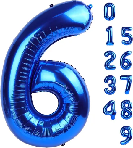 Miniatura 328 de Globos de números de 5 globos de 40 pulgadas, decoraciones de cumpleaños azules para niños y niñas, globos de números azul marino grandes
