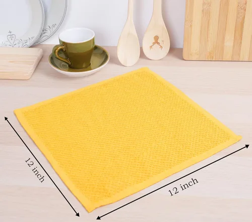 Miniatura 2 de Amour Infini paños de cocina y repasadores, 100 % algodón, muy absorbentes, se pueden lavar a máquina Cuadros amarillos