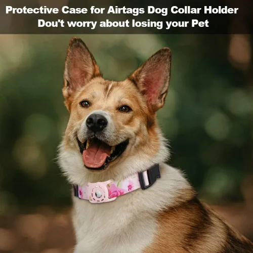Miniatura 2 de Collar para perro, compatible con AirTag, collar de poliéster para cachorros y gatos para perros pequeños, medianos, grandes y extragrandes, rosa