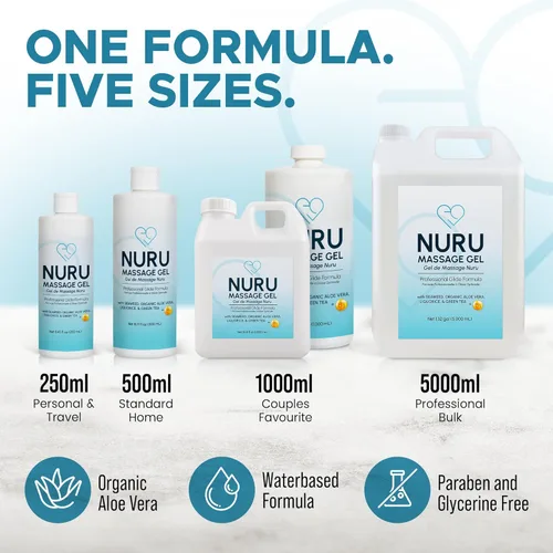Miniatura 7 de Nuru Gel de masaje de 8.45 onzas líquidas Alternativa al aceite de masaje Aloe vera orgánico, algas marinas, té verde, regaliz y vitamina B5 A
