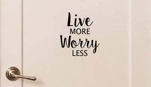 Miniatura 2 de Calcomanía de vinilo con cita motivacional en inglés «Live More Worry Menos», decoración inspiradora de arte decorativo con letras «Cute Love