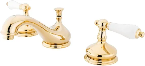 Miniatura 9 de Kingston Brass KS1165PL Heritage - Grifo de lavabo generalizado con mango de palanca de porcelana, bronce aceitado, centro ajustable de 8 pulgadas