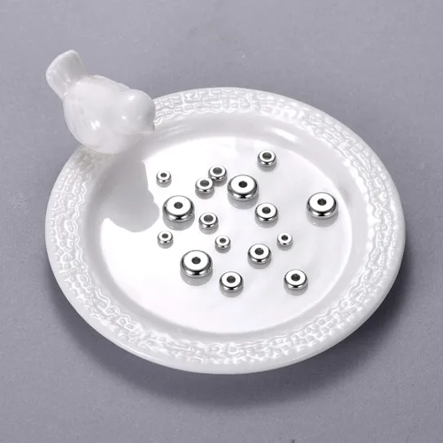 Miniatura 4 de 160pcs 0.157 in 0.197 in 0.236 in 0.315 in acero inoxidable plano redondo cuentas espaciadores joyería hallazgos accesorios para hacer pulseras