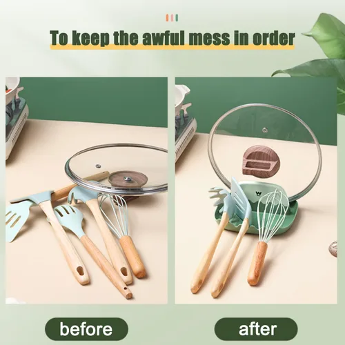 Miniatura 5 de Paquete de 2 Soportes para Tapa y Cuchara para Encimera de Cocina, Soporte para Cucharón/Espátula/Cuchara de Cocina para Estufa, Descanso
