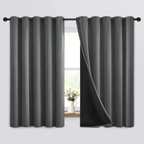 Miniatura 261 de Yakamok Cortinas negras, cortinas de ventana con aislamiento térmico y eficiencia energética para dormitorio, cortinas opacas completas y cortinas