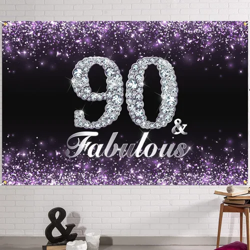 Miniatura 18 de HAMIGAR Fondo de pancarta de feliz cumpleaños número 10 de 6 x 4 pies, suministros de fiesta de cumpleaños para niñas, color morado
