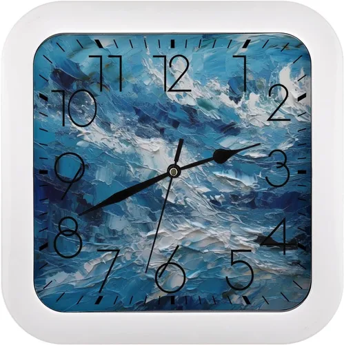 Miniatura 11 de 10" Square Modern Wall Clock,A Cat in Outer Space Print Kitchen Clocks Wall Battery Operated,Silent Non Ticking Unique Funny Cute Wall Clock for