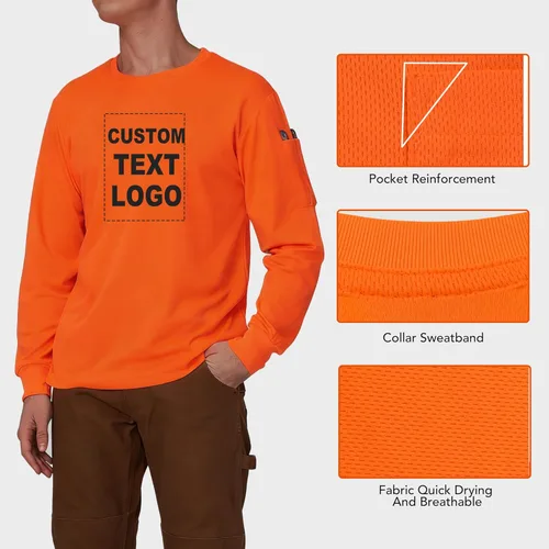 Miniatura 5 de A-SAFETY Playera de manga larga de seguridad de alta visibilidad, personalizable con logotipo (XS-6XL)