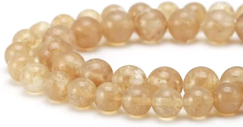 Youngbling Cuentas de cristal natural para hacer joyas, cuentas de cuarzo rutilado dorado pulido redondo de piedra lisa de 8 mm, cuentas de piedra