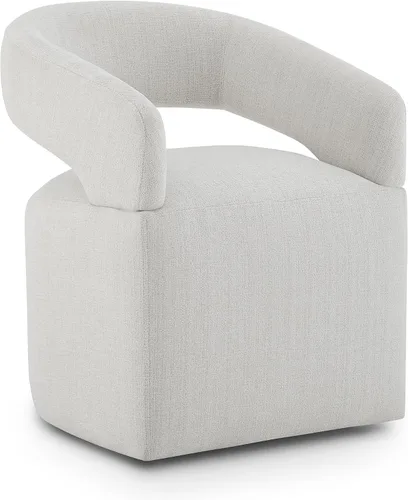 Miniatura 27 de KISLOT Juego de 1 sillas de comedor tapizadas, modernas sillas de comedor con ruedas ocultas, sillas de cocina con brazo con tela de aspecto