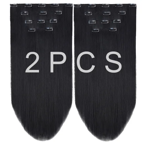 Miniatura 27 de Extensión de cabello negro oscuro, extensiones de cabello con clip, de 18 pulgadas, ondulado, sintético, 5.5 onzas, HSPCYGG de 22 pulgadas, cabello