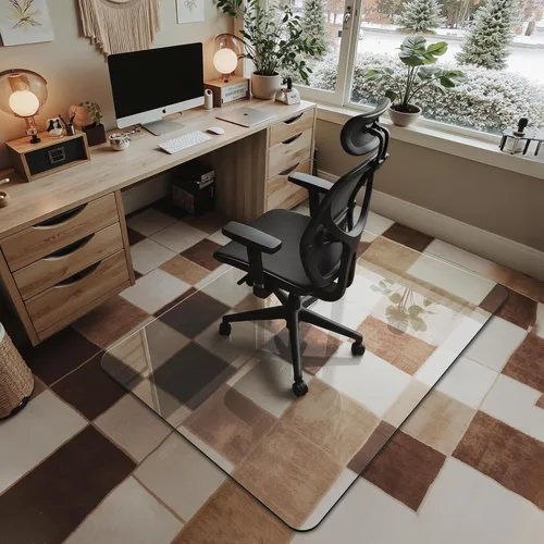 Miniatura 3 de Tapete para silla de oficina para alfombra y madera dura, mejorado de 36 x 48 pulgadas, tapete de vidrio templado de doble uso para silla