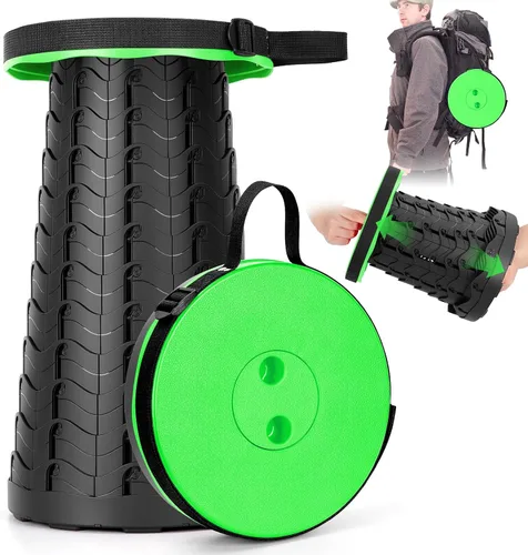 Miniatura 15 de Qiguet Taburete plegable, silla plegable, silla portátil mejorada con capacidad de carga de 400 libras, taburete portátil para camping, pesca
