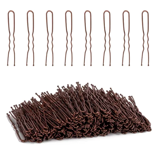 Miniatura 12 de Tbestmax 300 alfileres de moño en forma de U, para sujetar el pelo de ballet, red de pelo para mujer, 2.3 pulgadas, marrón 6CM Marrón - 300 Pcs