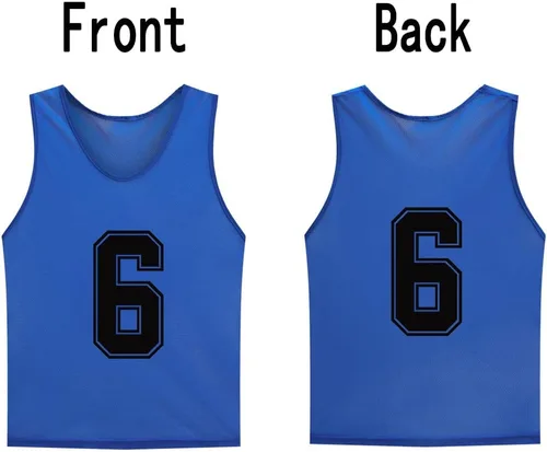 Miniatura 2 de Paquete de 12 (1-12) Pinnies/baberos de entrenamiento de fútbol/camisetas de baloncesto para niños, jóvenes y adultos