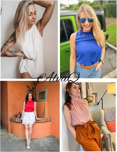 Miniatura 5 de AlvaQ - Camiseta de gasa estilo casual sin mangas para mujer, con cuello halter, para verano