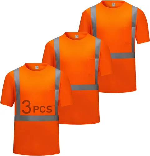 Miniatura 15 de Hi Vis - Camisetas de seguridad para hombre, reflectantes, de alta visibilidad, manga corta y larga, con bolsillo, paquete de 3 y 5